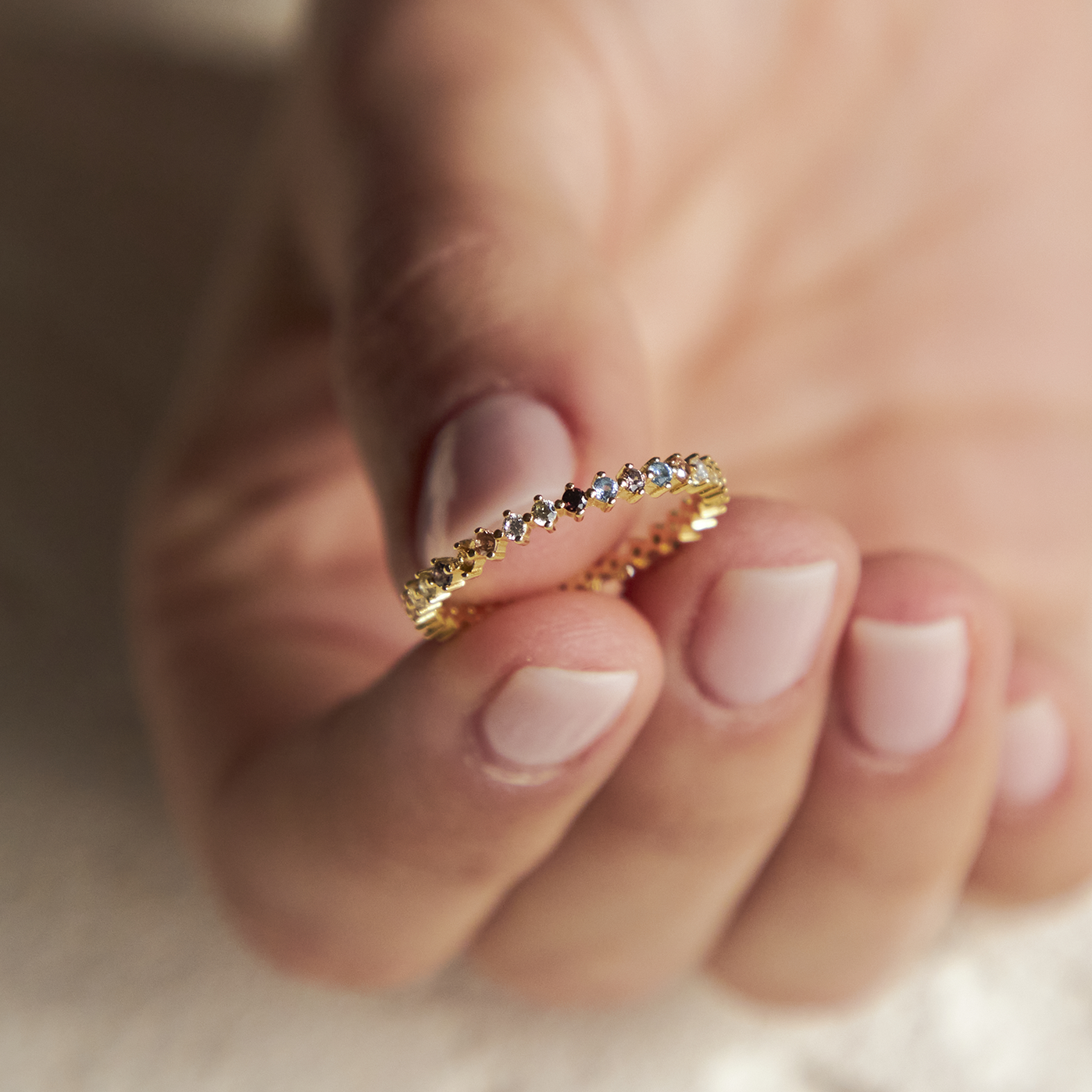 Anillo Solara de plata de ley 925 bañado en oro de 18k