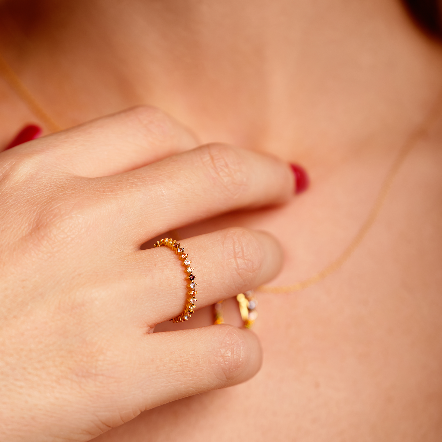 Anillo Solara de plata de ley 925 bañado en oro de 18k - 4