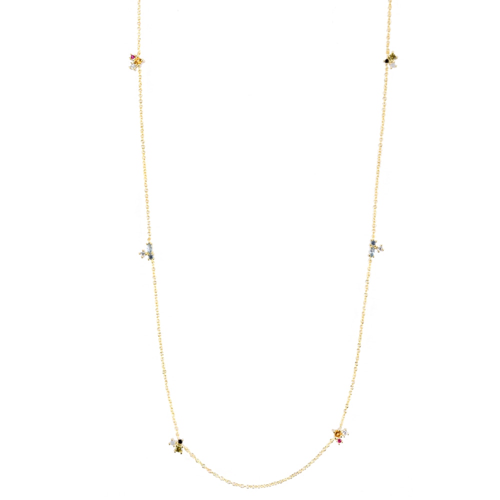 Collar Centauri de zirconias de colores en plata de ley 925 con baño de oro de 18k - 2
