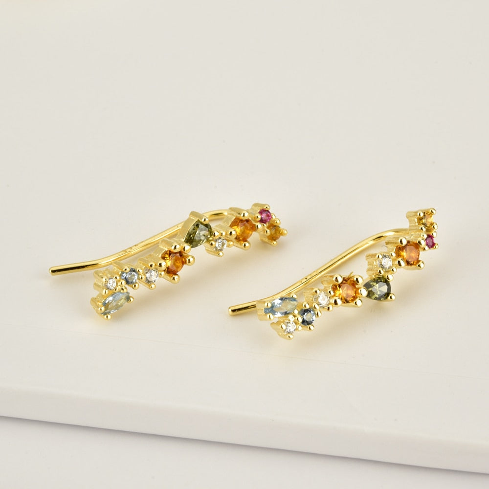 Pendientes Gaia de zirconias de colores en plata de ley 925 con baño de oro de 18k - 5